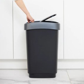 Coş de gunoi SWING TWIST, negru şi argintiu 50 l