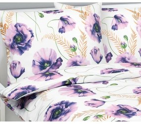 Bellatex Lenjerie de pat din bumbac Violet cuflori, 140 x 200 cm, 70 x 90 cm