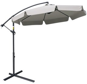 Outsunny Umbrelă de Soare pentru Grădină cu Braț și Deschidere cu Manivelă, Φ265x265 cm, Bej | Aosom Romania