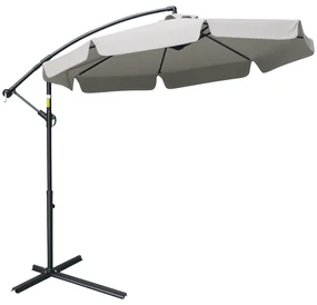 Outsunny Umbrelă de Soare pentru Grădină cu Braț și Deschidere cu Manivelă, Φ265x265 cm, Bej | Aosom Romania