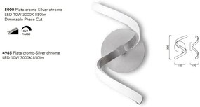 Aplica LED design modern minimalist NUR argintie crom