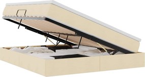 vidaXL Pat cu saltea și spațiu de depozitare Crem 180 x 200 cm