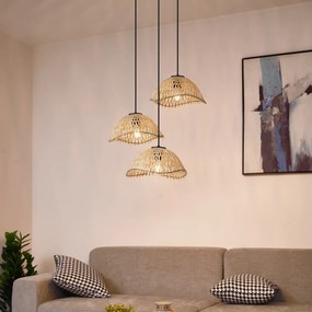 Lampă pandantiv Boemă neagră cu bambus 3 lumini - Lily