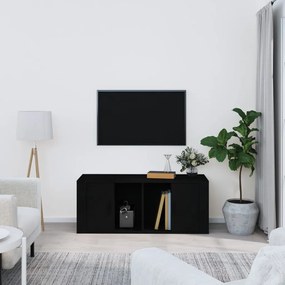 Comoda TV, negru, 100x35x40 cm, lemn prelucrat
