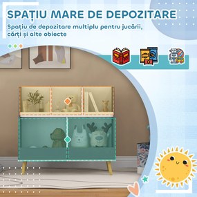 HOMCOM Raft de Depozitare pentru Jucării, Raft în 2 Niveluri pentru Jucării cu 5 Compartimente, 80x34x72.5 cm, Gri | Aosom Romania