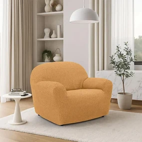Huse super elastice RUBINIA aurii fotoliu (l. 70 - 110 cm)