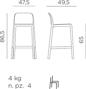 Scaun de Bar, Exterior, Nardi - Faro Mini, 65 cm - Bianco