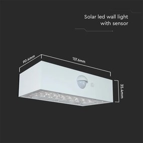Aplică LED solară cu senzor LED/3W/3,7V 3000K/4000K IP65 alb