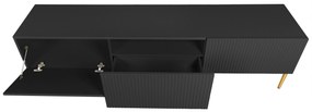 Comodă TV Nicole 150 cm - negru mat / picioare aurii