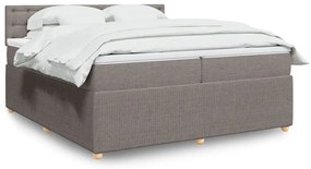 vidaXL Pat box spring cu saltea, gri taupe, 200x200 cm, textil
