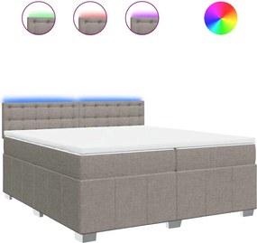 vidaXL Pat box spring cu saltea, gri taupe, 200x200 cm, textil