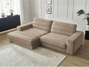 Colțar taupe cu tapițerie din catifea (cu colț pe partea stângă/cu șezlong) Sierra – Bobochic Paris