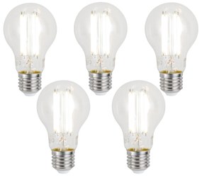 Set de 5 becuri LED inteligente E27, reglabile, A60, transparente, 7W, 806 lm, 2700-6500K, Zigbee