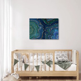 Tablou pe sticlă - Marmură verde- albastru (70x50 cm)