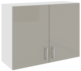 Corp Superior Karo, 2 Usi, Gri Lucios/Alb, MDF, 80 x 30 x 60 cm