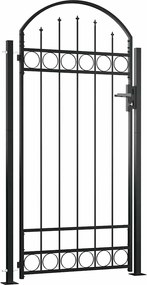 vidaXL Poartă de gard Assen cu vârf arcuit și 2 stâlpi 105x170 cm, negru