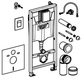 Set rezervor incastrat 4 in 1 Grohe Rapid SL cadru, clapeta Skate Cosmopolitan crom, izolare fonica - 38775001