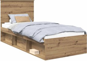 vidaXL Cadru de pat Stejar artizanal 100 x 200 cm Lemn de pin masiv