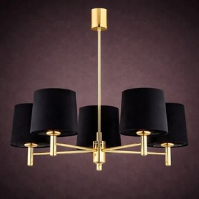 Brilagi - Lustră pe tijă MONTE 5xE27/60W/230V negru/auriu
