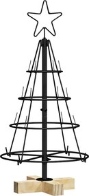 vidaXL Brad de Crăciun în Formă de Con cu suport Negru 60 cm Oțel