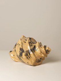 Decoratiune bej din ceramică in forma de scoica, "Ocean Whisper"