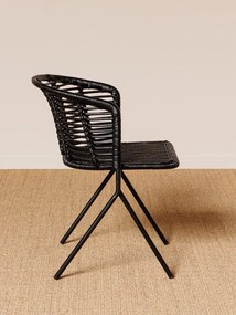 Scaun dining, negru, din rattan, Panama