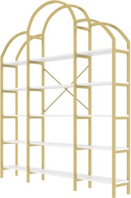 Raft în stil simplu, cinci straturi de depozitare, formă unică de nor, 170x26x190 cm, Aur + Alb