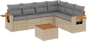 vidaXL Set canapele de grădină, 7 piese, cu perne, bej, poliratan