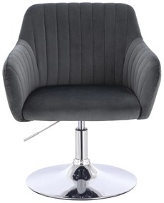 HR190N Scaun Grafit din Catifea cu Bază Cromata
