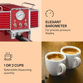 Klarstein Gusto Classico, espressor, 1350 W, presiune 20 bar, rezervor de apă: 1,5 litri