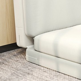 HOMCOM Fotoliu de podea pliabil cu pernă, canapea tapițată convertibilă, living, camera oaspeți, birou, 75 x 268 x 18 cm, alb crem | Aosom Romania