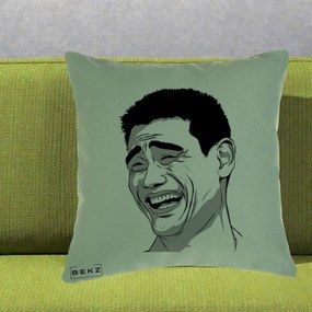 Perna Decorativa Yao Ming Meme, 40x40 cm, Verde, Husa Detasabila, Perna Inclusa, BEKZ®