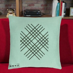 Perna Decorativa Geometric Grid, 40x40 cm, Verde Menta, Husa Detasabila, Perna Inclusa, BEKZ®
