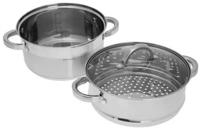 Oale pentru gatire cu aburi Klausberg KB 7141, 22 cm, 4 litri, 3 piese, Fund gros, Inox