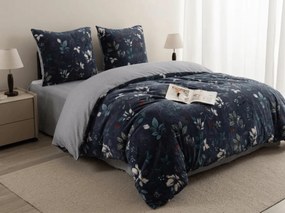 Lenjerie de pat reversibila DUO SENSE NOCTIFLORA albastru inchis cocolino/flanel Dimensiune lenjerie de pat: 70 x 90 cm | 140 x 220 cm