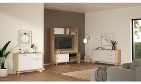 Mobilier TV Iker, hickory jackson / alb