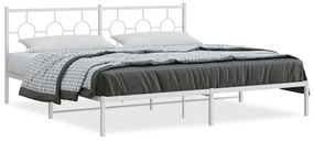 376282 vidaXL Cadru de pat metalic cu tăblie, alb, 200x200 cm