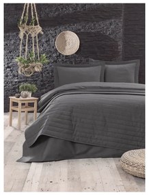 Cuvertură gri închis matlasată pentru pat dublu 220x240 cm Monart – Mijolnir