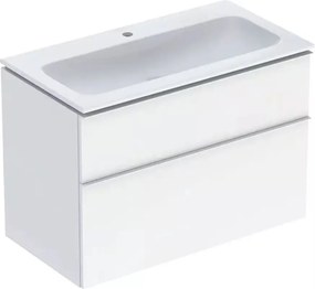 Set dulap baza suspendat Geberit iCon alb lucios 2 sertare maner alb si lavoar 90 cm