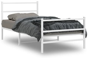 355426 vidaXL Cadru de pat metalic cu tăblie de cap/picioare  alb, 100x190 cm