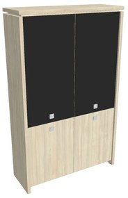 Dulap înalt Verno 128 x 46 x 210 cm, uși combinate, salcâm / negru