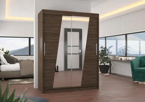 Dulap cu usi glisante si oglinda, 150x200 cm, Bolton, ADRK Furniture (Culoare: Alb)