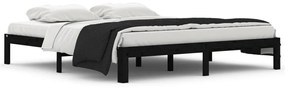 Cadru de pat Super King 6FT, 180x200 cm, negru, lemn masiv pin Negru, 180 x 200 cm