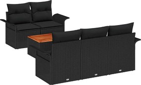 vidaXL Set de canapele pentru grădină cu pernă 6 pcs Negru poliratan