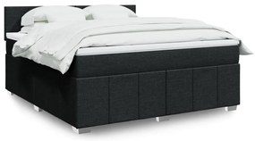 vidaXL Pat box spring cu saltea, negru, 180x200 cm, catifea