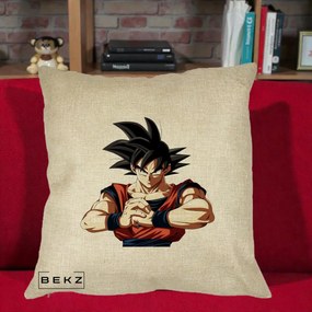 Perna Personalizata Dragon Ball Goku Portret Serios, 40x40 cm, Crem, Husa Detasabila, Perna Inclusa, BEKZ®