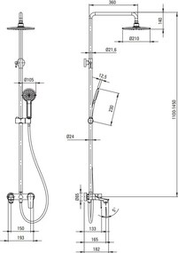 TUBO - Coloana de Duș cu Baterie pentru Cadă Finisaj: Cromat NAC_01UM