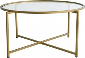Masuta cafea Sun S404, auriu, sticla/metal, 83x83x40 cm