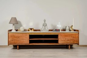 Comodă TV din lemn masiv si marmura, Milano Marble 160 x 35 x 45 cm, d