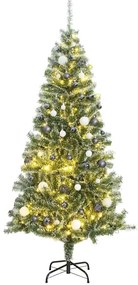 vidaXL Brad Crăciun artificial, 300 LED/globuri/zăpadă pufoasă, 210 cm
